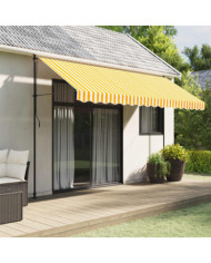 Tissu de remplacement de cantonnière d’auvent jaune blanc 4 m | Mobilier & Déco