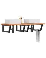 Étagère de vasque murale acier et bois massif de hêtre | Mobilier & Déco