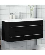 Armoire lavabo de salle de bain avec bassin intégré noir | Mobilier & Déco