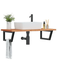 Étagère de vasque murale acier et bois massif de hêtre | Mobilier & Déco