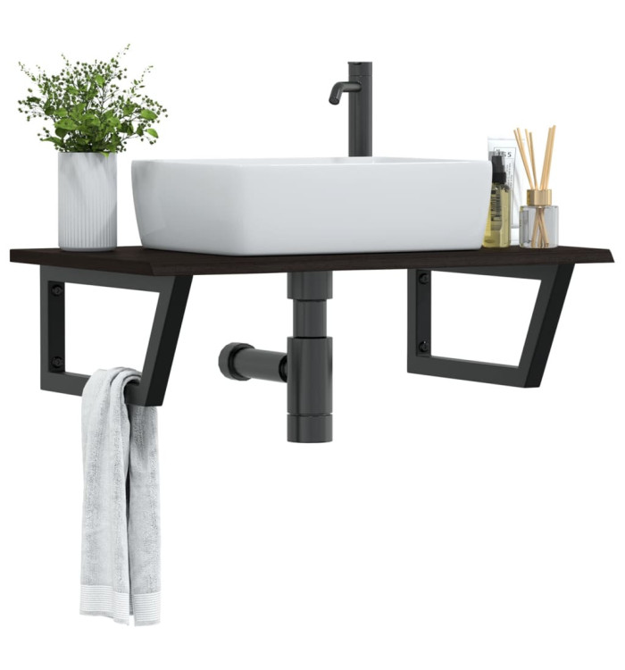 Étagère de vasque murale acier et bois de chêne massif | Mobilier & Déco