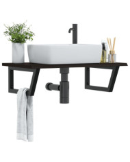 Étagère de vasque murale acier et bois de chêne massif | Mobilier & Déco