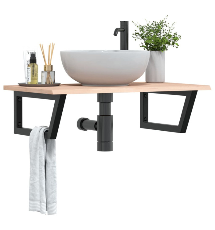Étagère de vasque murale acier et bois de chêne massif | Mobilier & Déco