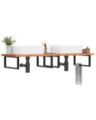Étagère de vasque murale acier et bois massif de hêtre | Mobilier & Déco