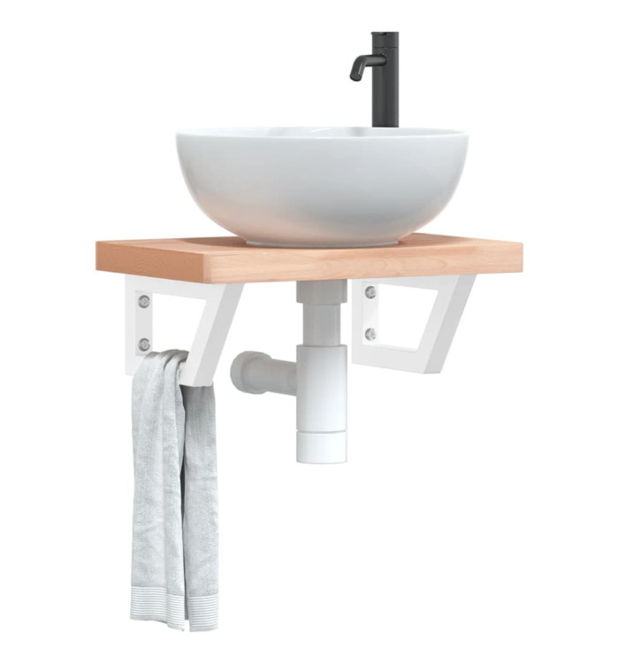 Supports d'étagères pour lavabo 2 pcs blanc trapèze acier | Mobilier & Déco