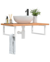 Étagère de vasque murale acier et bois massif de hêtre | Mobilier & Déco