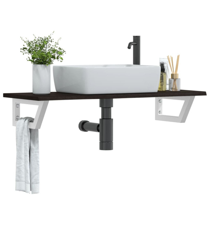Étagère de vasque murale acier et bois de chêne massif | Mobilier & Déco