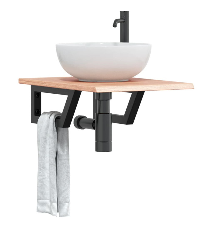 Étagère de vasque murale acier et bois de chêne massif | Mobilier & Déco