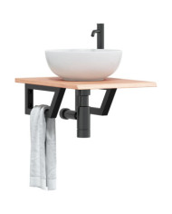 Étagère de vasque murale acier et bois de chêne massif | Mobilier & Déco