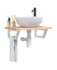 Étagère de vasque murale acier et bois massif de hêtre | Mobilier & Déco