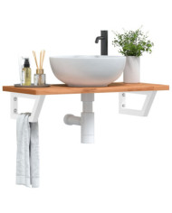 Étagère de vasque murale acier et bois massif de hêtre | Mobilier & Déco