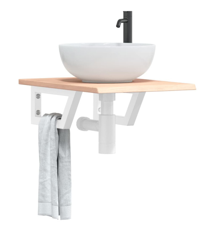Étagère de vasque murale acier et bois de chêne massif | Mobilier & Déco