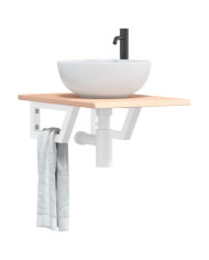 Étagère de vasque murale acier et bois de chêne massif | Mobilier & Déco