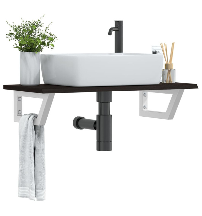 Étagère de vasque murale acier et bois de chêne massif | Mobilier & Déco