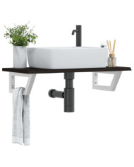 Étagère de vasque murale acier et bois de chêne massif | Mobilier & Déco