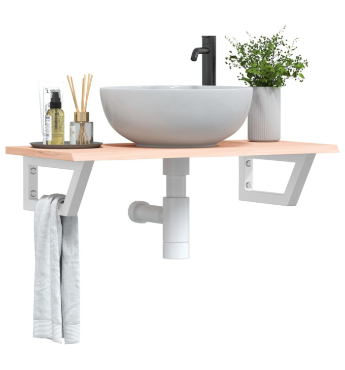 Étagère de vasque murale acier et bois de chêne massif | Mobilier & Déco