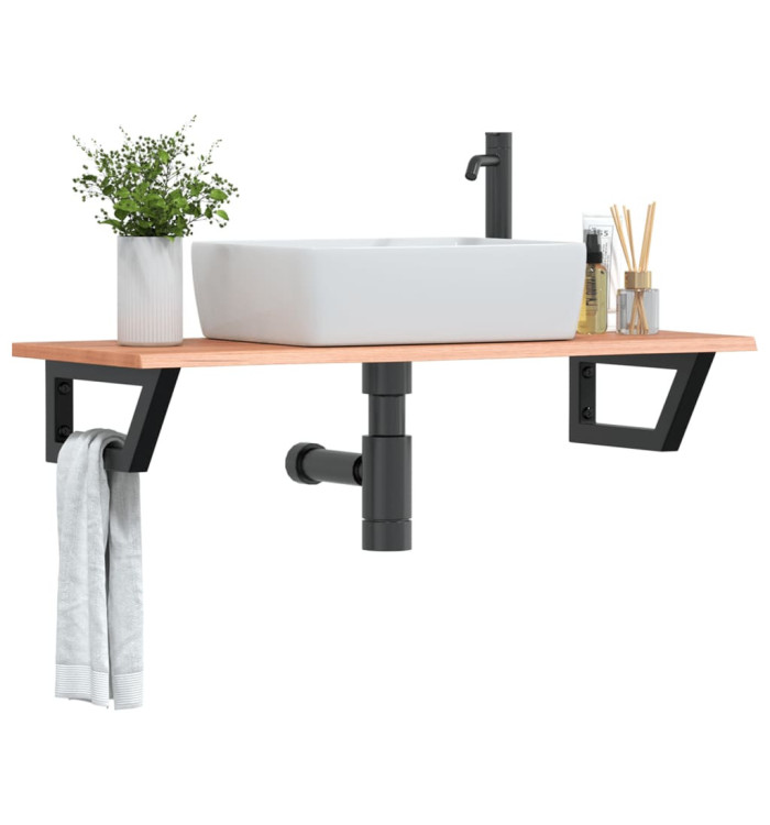 Étagère de vasque murale acier et bois de chêne massif | Mobilier & Déco