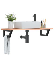 Étagère de vasque murale acier et bois de chêne massif | Mobilier & Déco