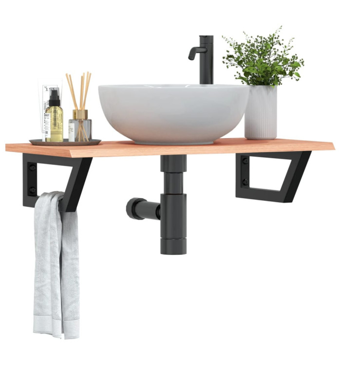 Étagère de vasque murale acier et bois de chêne massif | Mobilier & Déco
