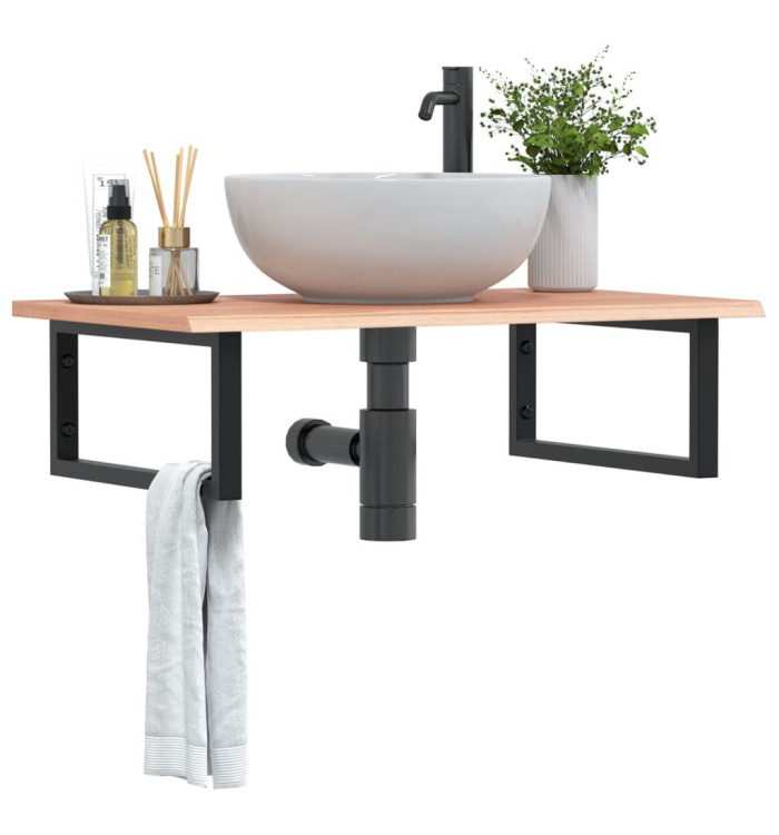 Étagère de vasque murale acier et bois de chêne massif | Mobilier & Déco