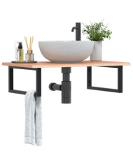 Étagère de vasque murale acier et bois de chêne massif | Mobilier & Déco