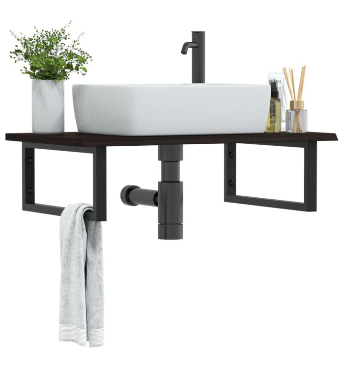 Étagère de vasque murale acier et bois de chêne massif | Mobilier & Déco