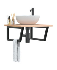 Supports d'étagères pour lavabo 2 pcs noir trapèze acier | Mobilier & Déco