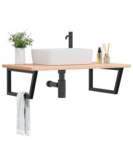 Étagère de vasque murale acier et bois massif de hêtre | Mobilier & Déco