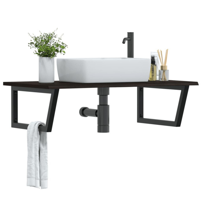 Étagère de vasque murale acier et bois de chêne massif | Mobilier & Déco
