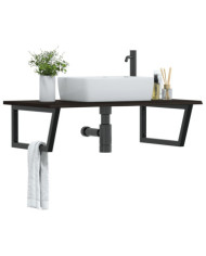 Étagère de vasque murale acier et bois de chêne massif | Mobilier & Déco