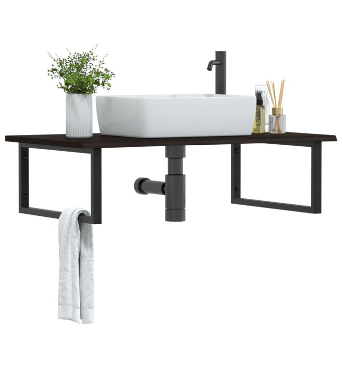 Étagère de vasque murale acier et bois de chêne massif | Mobilier & Déco