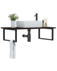 Étagère de vasque murale acier et bois de chêne massif | Mobilier & Déco