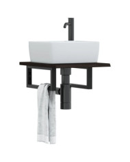 Étagère de vasque murale acier et bois de chêne massif | Mobilier & Déco