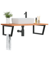 Étagère de vasque murale acier et bois massif de hêtre | Mobilier & Déco