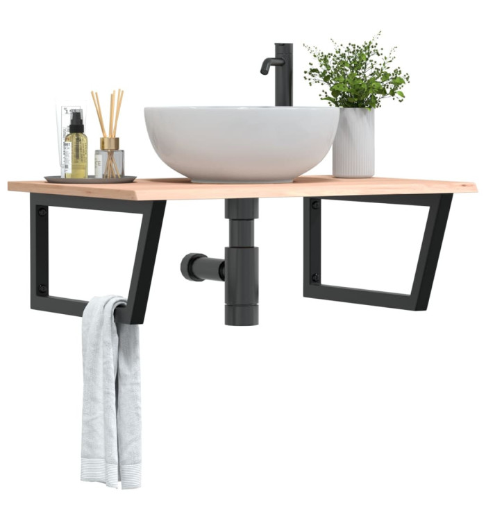 Étagère de vasque murale acier et bois de chêne massif | Mobilier & Déco