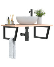 Étagère de vasque murale acier et bois de chêne massif | Mobilier & Déco