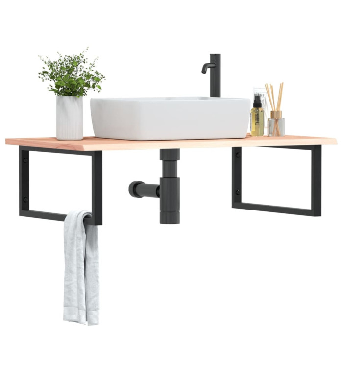 Étagère de vasque murale acier et bois de chêne massif | Mobilier & Déco