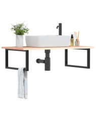 Étagère de vasque murale acier et bois de chêne massif | Mobilier & Déco