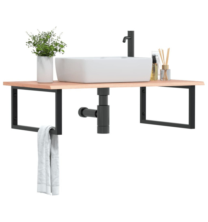 Étagère de vasque murale acier et bois de chêne massif | Mobilier & Déco