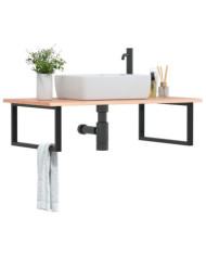 Étagère de vasque murale acier et bois de chêne massif | Mobilier & Déco