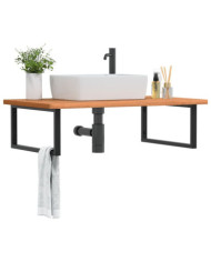 Étagère de vasque murale acier et bois massif de hêtre | Mobilier & Déco