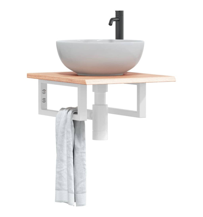 Étagère de vasque murale acier et bois de chêne massif | Mobilier & Déco
