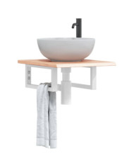 Étagère de vasque murale acier et bois de chêne massif | Mobilier & Déco