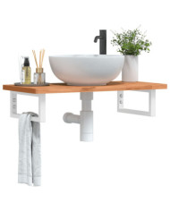 Étagère de vasque murale acier et bois massif de hêtre | Mobilier & Déco