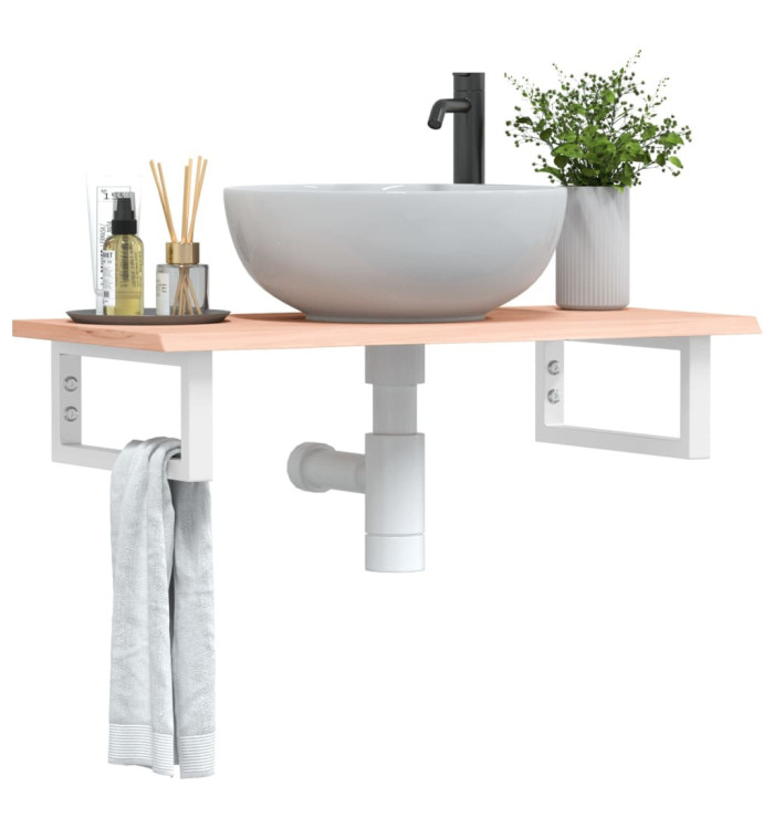 Étagère de vasque murale acier et bois de chêne massif | Mobilier & Déco