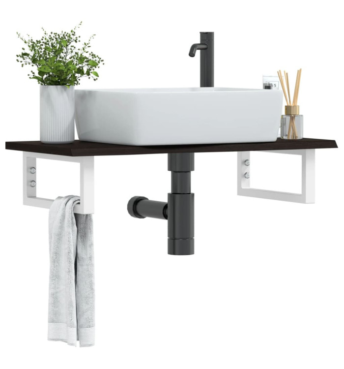 Étagère de vasque murale acier et bois de chêne massif | Mobilier & Déco