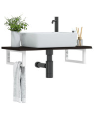 Étagère de vasque murale acier et bois de chêne massif | Mobilier & Déco