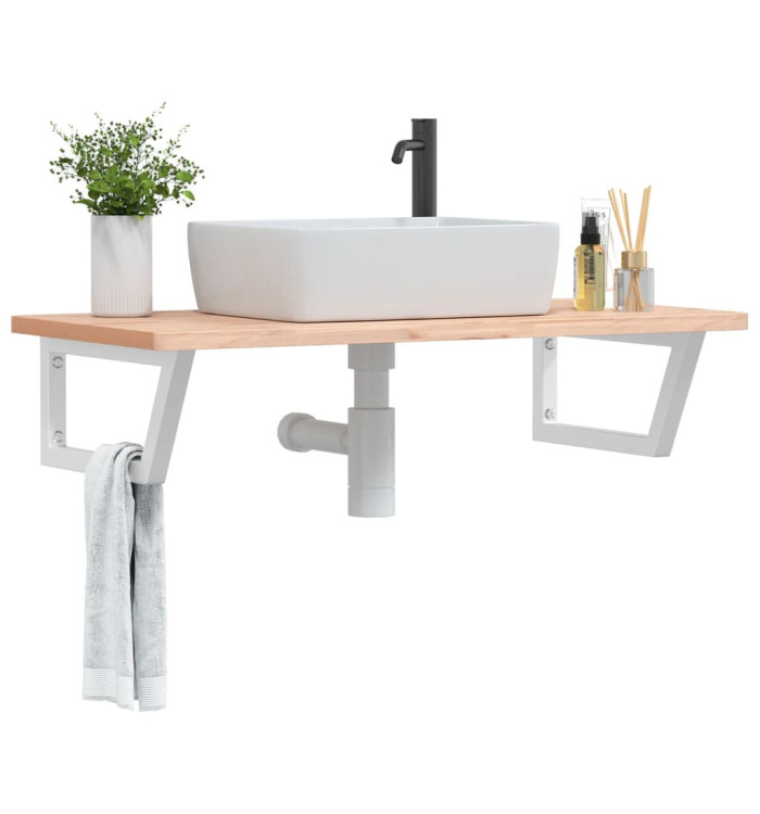 Étagère de vasque murale acier et bois massif de hêtre | Mobilier & Déco