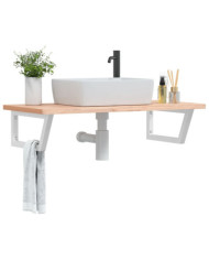 Étagère de vasque murale acier et bois massif de hêtre | Mobilier & Déco