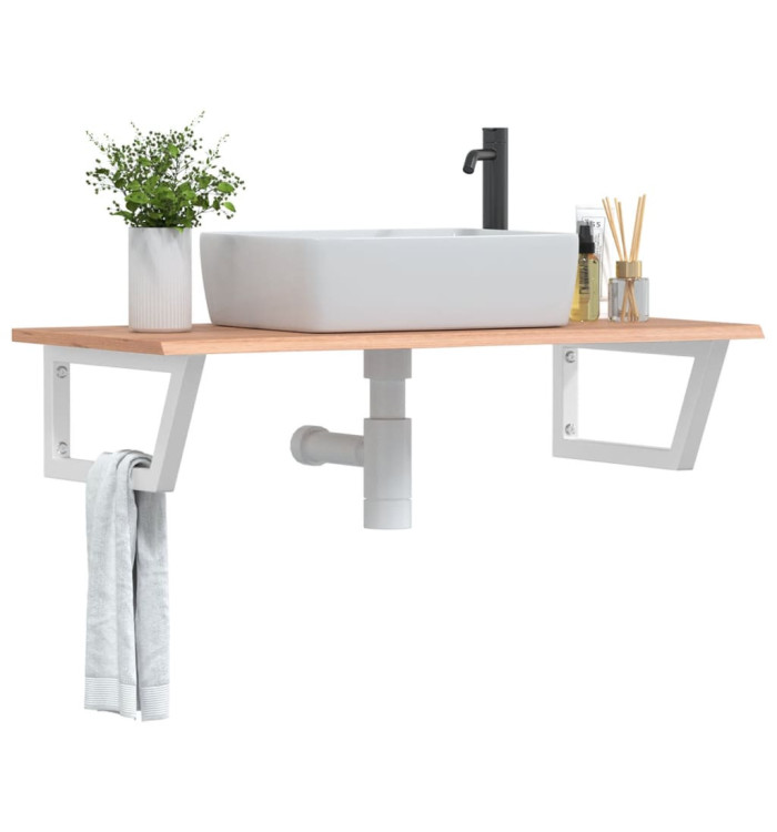 Étagère de vasque murale acier et bois de chêne massif | Mobilier & Déco